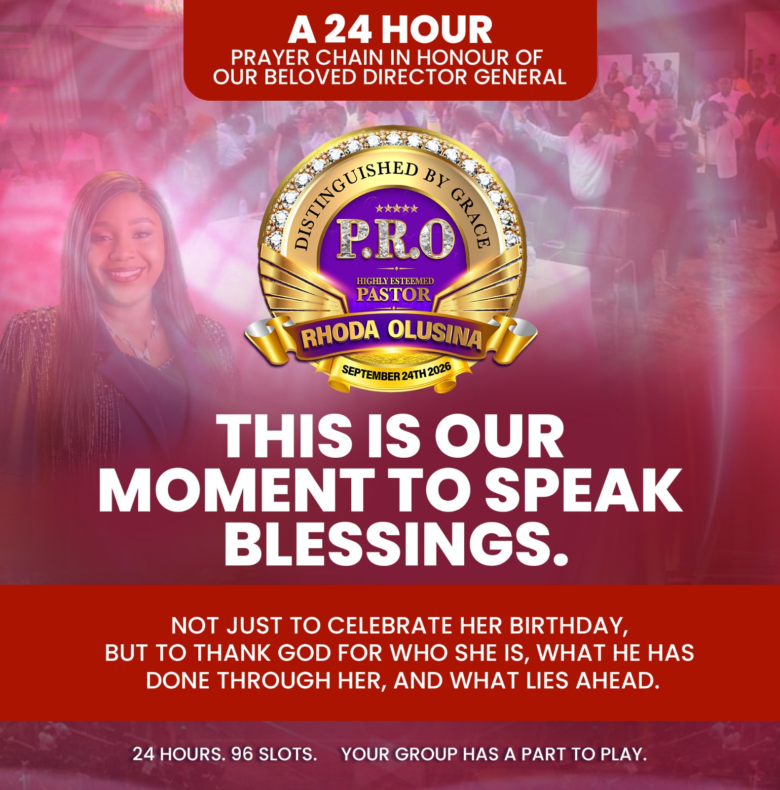 Birthday prayer-chain artwork for Pastor Rhoda Olushina